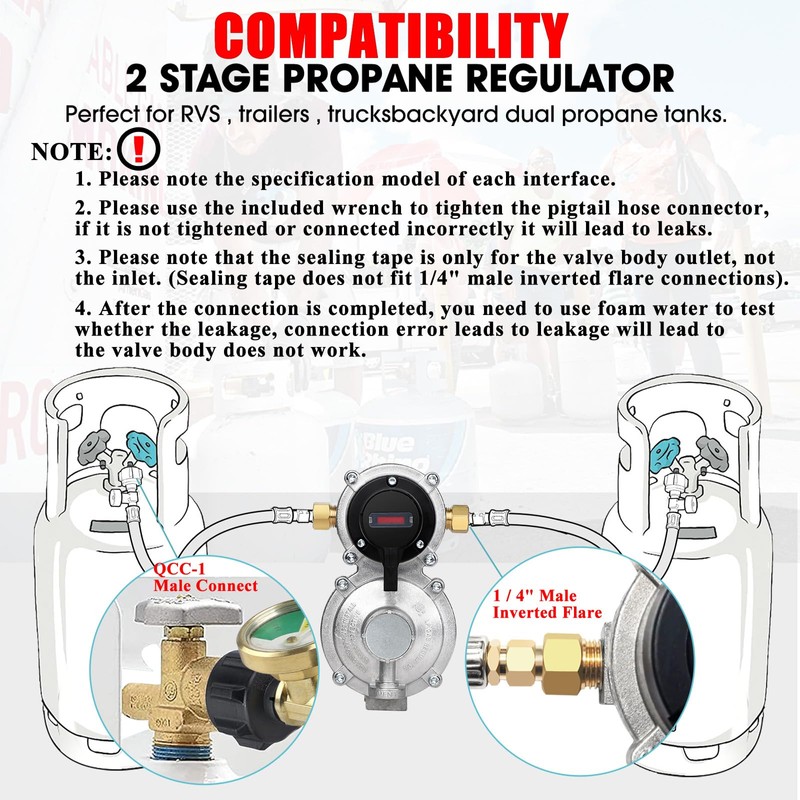 NQN 2-Stage Automatic Changeover LP Propane Gas Regulator with Two