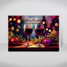 From Our House to Yours Christmas Card, A5 Special Christmas Card for Friends,Neighbours,Relatives, Christmas Greeting Cards with a Beautiful Greetings Verse Inside: Wine and Baubles Christmas Card