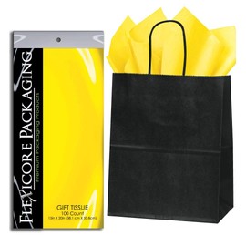 Flexicore Packaging® 5ct Black Kraft Paper Gift Bags + 10ct Gift Tissue Paper