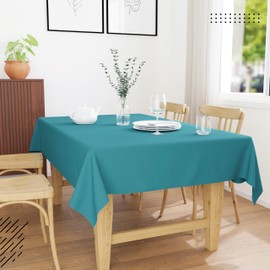 Encasa Table Cloth Size 140x230 cm | Cotton Canvas Fabric | Azul Blue Solid Color | Dining Tablecloth For Decoration - Machine Washable