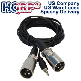 HQRP 4-Pack 1/8" (3.5mm) to Dual XLR Male Plugs Cable Cord (10ft) Compatible with KRK Rokit 5 G2s / HS50m's/JBL EON 5151XT / RCF Art Sound System