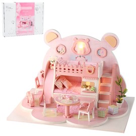 xianshi Casa de muñecas DIY, 21x15x16cm Casa de muñecas de Madera con luz LED Modelo de casa en Miniatura de Juguete para niñas, para Principiantes Madres Hijas Amantes Esposas Novias Miembros de