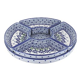 Blue Rose Polish Pottery Halsey Tray with 4 Plates