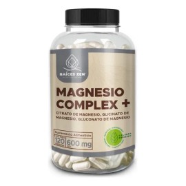 Raices Zen Magnesio Complex Suplemento Con Citrato Glicinato Y Gluconato 120 Cápsulas Para 2 Meses