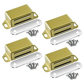 Selyse Magnetic Catch Door Magnets for Cabinet Doors, Strong 14 kg Magnetic Clasps, Stainless Steel Drawers, Magnetic Door Closer, Magnet for Furniture and Balcony Doors, Golden (Pack of 4)