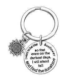 Sunflower Keychain Gifts Sunflower Gifts for Women Inspirational Gift for Girls Boys Friend Keyring Graduation Birthday Gift Spiritual Gifts