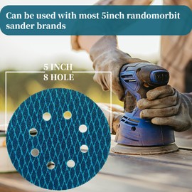 50pcs 5 inch Sanding Discs Hook and Loop Diamond Shape, Anti-Clogging Orbital Sander Sandpaper 240 Grit, Aluminum Oxide Sandpaper 8 Holes (240#)