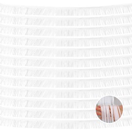 12 Pack 10 Feet Metallic Foil Fringe Garland Tinsel Streamers Banner, White Wall Hanging Tinsel Fringe Banners for Parade Floats, Wedding, Birthday, Christmas, New Year Party Decorations