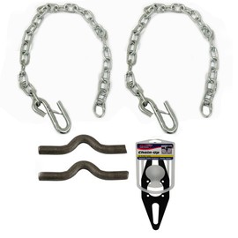 SOUTHWEST WHEEL 1/4" x 36" S-Hook Trailer Safety Chains & Weld on Safety Chain Clips w/Ball Mount Chain UP
