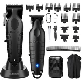 KEMEI Cortapelos y Recortadoras Profesional, Cortapelos de Peluquería, Recortadoras Eléctricas Recargables para Hombres, Kit de Cepillado con 11 Peines Guía para la Familia
