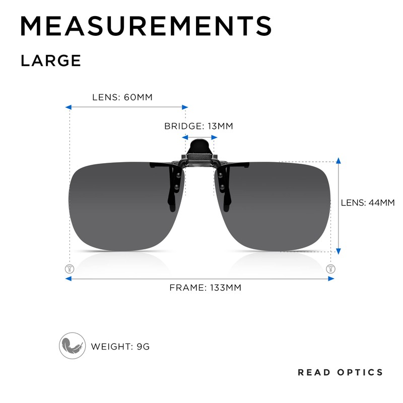 Clip On Sunglasses, Fits Over Most Glasses with Easy Attachment,