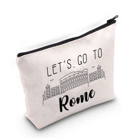 Rome Trip Travel Suitcase Rome Lover Cosmetic Bag Rome Travel Holiday Gift Let's Go to Rome Makeup Bag with Zip Roma Journey Together Gift, Rome., No