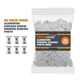 Performore 20 Pack of Chicago Screw Post Binding Screws, 6mm Nickel Plated Metal Screw Posts for Scrapbooking, Photo Albums, Binding Leather Repair