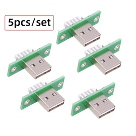 CY Connector 5pcs/set DIY OEM USB Type-A Male Plug Connector with Panel Mount Solder Type Reversible Design