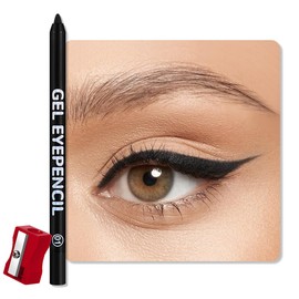 QIDSTERS Black Matte Gel Eyeliner Pencil, Multi-Use Waterline Eyeliner with Sharpener, Sharpenable Eye Liner Waterproof Smudge Proof, High Pigmented Eye Makeup Liners, Vegan & Cruelty-Free 01