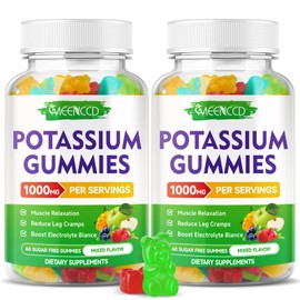 Potassium Citrate Gummies 1000mg, High Potency Potassium Supplement Gummies for Adults Women & Men, Support Leg Cramps & Muscle Health, Sugar-Free, Mixfed Fruit Flavor, 120 Count