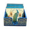 Handmade Peacock Design MDF Wooden Coaster Set with Holder Stand