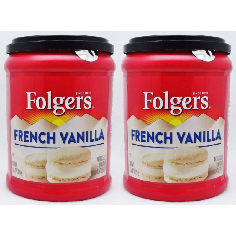 Folgers 2 CANS Folgers FRENCH VANILLA Flavored Ground Coffee 11.5