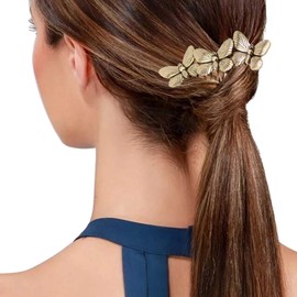 Pack of 6 Vintage Hair Side Combs for Women Decorative, Retro Gold Pearl Rhinestone Metal Hair Comb Clips with Teeth Handle Crystal Bridal Hairpiece Pins for Wedding Accessories