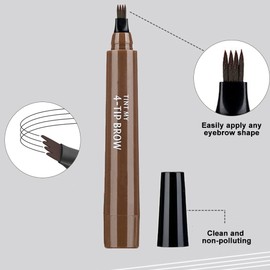 HSAJS Pack of 5 Eyebrow Pencils, Waterproof, Sweatproof Eyebrow Pencil, 4 Fork Tip Applicator, Eyebrow Pencil, Long-Lasting Natural Eyebrow Colour (Dark Brown)