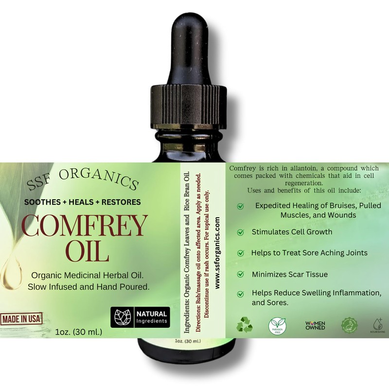 SSF Organics- Healing Comfrey Oil Concentrate. Natural Therapy for Joints,