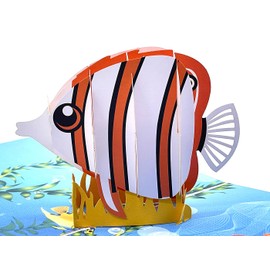 Pop-up Greeting Cards - Unique 3D Fish-themed greeting cards for Christmas or birthdays, perfect for children to adults, featuring impressive animal shapes!