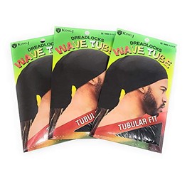 King.J Dreadlocks Wave Tube Tubular Fit - Black(3 Pack)