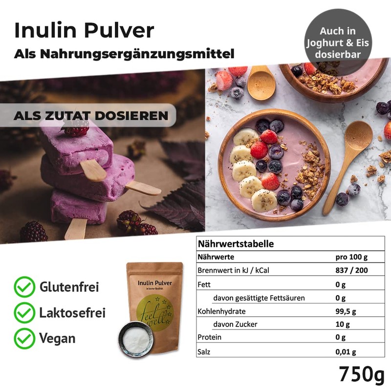 Inulin 750 g Soluble Fibre Vegan Vegetable Oligofructose