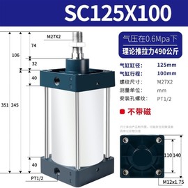 BVAKEIDZE SC Standard Cylinder Type Small Pneumatic high Thrust SC40X50X63X80X100X125X160-S(Sc125*100)