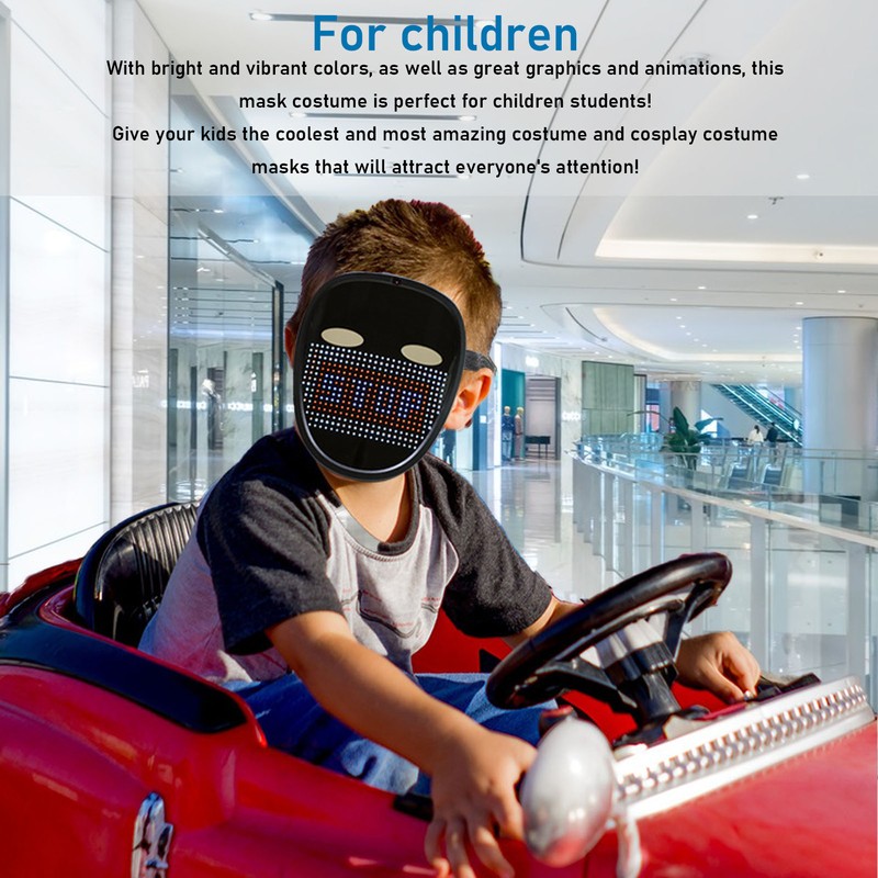 Kids LED Mask with Gesture Sensing USB Rechargeable RGB LED