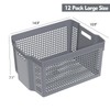 Afromy 12-Pack Large Stacking Basket, Plastic Storage Organizer Bins