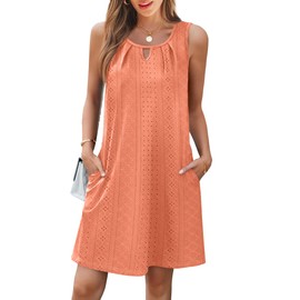 RUMIA Swimsuit Cover Up for Women Summer Sleeveless Beach Vacation Dresses Orange L