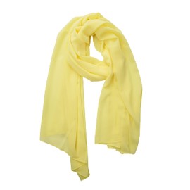 YOUR SMILE for Women Lightweight Breathable Solid Color Soft Chiffon Long Fashion Scarves Sunscreen Shawls (Yellow)