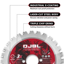 DJBL 4 3/8 Inches Steel Cutting Saw Blade,28 Tooth Ferrous Metal Cermet Saw Blade, 110mm Metal Cutting Saw Blade,Dry Cut Saw Blade,Cold Cut Saw Blade