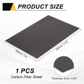 sourcing map Carbon Fiber Sheet 300x200x2mm 3K Carbon Fiber Board with Metallic Threads Plain Weave Glossy Surface Laminate Plate Panel for Automotive, Cars, RC Models, Drones, DIY, Red
