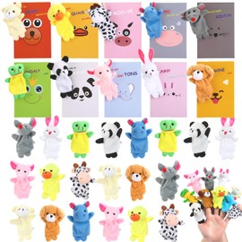 BILLMOSS Valentines Day Gifts for Kids - 20 Pack Cards With Finger Puppets Plush Animal Toys for School Exchange, Classroom Prize Rewards, Party Favors