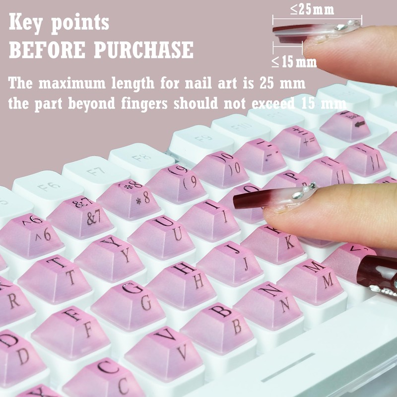 Zooplan 80 Pcs Self-Adhesive PC Keyboard Keys for Long Nails