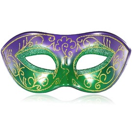 MYSEUNI Carnival Mask for Men - Gold Green Purple Venetian Masquerade Mask Adjustable Headband for Mardi Gras, Costume Balls