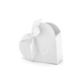 Pack of 50 White with Heart and Bow for Wedding Party Decoration Gift