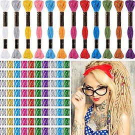Willbond 162 Pieces Hair Accessory Set - 12 Braiding Strings and 150 Metal Cuffs in Colorful Designs, Hair Wrap String Kits for Braids, Thread Rope Ti