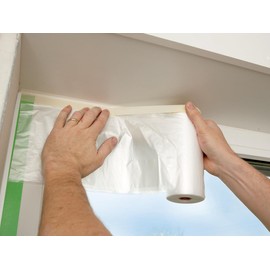 Kip Drop Cloths Pre-Taped Painters Masking Film 550mm x 33m, Masker Masking Tape with Plastic Sheet, Drape for Spraying, Covering, Suitable for Decorating, Automotive, Windows, Dust & Paint Protection