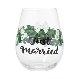 Enesco Lolita Just Married Stemless Wine Glass Set of 2