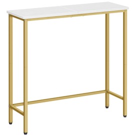 HOOBRO Narrow Console Table, 29.5" Small Entryway Table, Thin Sofa Table, Side Table, Display Table, for Hallway, Bedroom, Living Room, Foyer, White and Gold DW75XG01