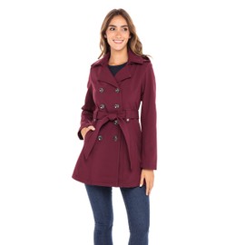 Sebby Collection Women's Soft Shell Trench Coat with Detachable Hood
