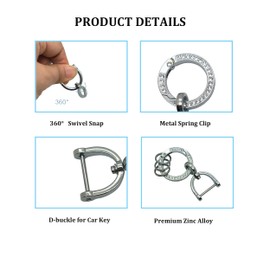 Crystal Bling Car Keychain for Women Men Glitter Rhinestone Car Key Chain Metal Key Ring Holder Accessories for Girl (Silver)