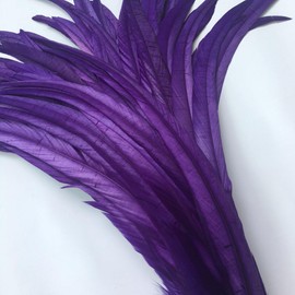 Shekyeon 12-14inch Rooster Tail Feather Used Hats Costume Decoration Pack of 50(Purple)