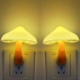 AUSAYE 2 Pack Sensor LED Night Light Plug in NightLight Energy Saving Wall Lamp Mushroom Night Lights for Bedroom, Bathroom,Toilet,Hallway,Kitchen,Kids,Adults Warm White