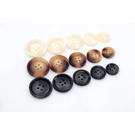 Juego de 20 botones de resina para coser ropa con botones de 4 agujeros (20 mm, negro)