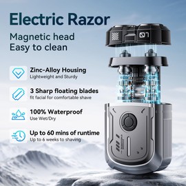 Doublepow-Afeitadoras eléctricas para hombres, mini afeitadora eléctrica, afeitadoras eléctricas para rostro de hombres, afeitadora de viaje portátil recargable por USB, cortador magnético de doble an