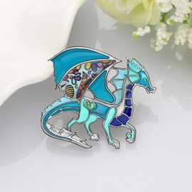WEVENI Alloy Fantasy Dinosaur Dragon Brooch Enamel Pins for Women Lady Girls Fashion Jewellery Gift, Metal enamel, Without gemstones
